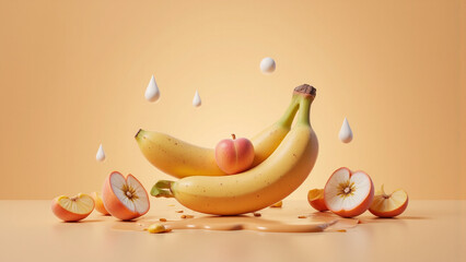 Vibrant Fruit Arrangement with Bananas and Apples