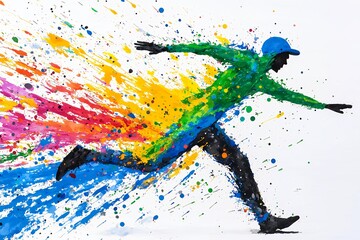 Abstract Running Figure in Vibrant Rainbow Hues