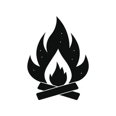 Simple Black and White Campfire Illustration