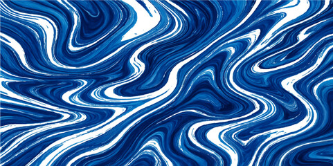 An abstract seamless blue background with a wavy, artistic pattern of light and dark blue tones creates a dynamic and decorative liquid swirl design