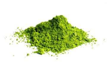 powder of matcha isolate on white, high quality image
