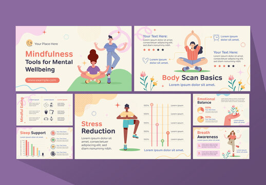 Colorful Mindfulness Tools Wellbeing Mental Health Wellness Presentation