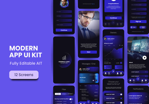 Black And Blue Financial Wallet Mobile UI UX App Template