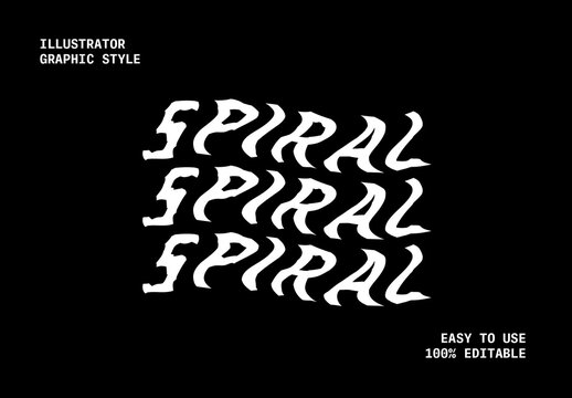 White Wave Distorted Font Spiral Twisted Bold Text Effect