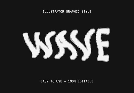 White And Grey Wave Distorted Font Vibrating Zigzag Wavy Text Effect