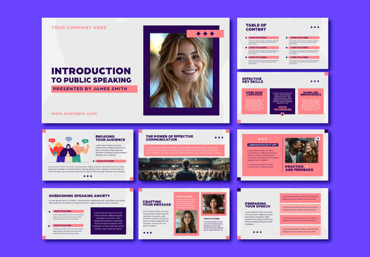 Purple And Pink Public Speaking Communication Workshop Presentation