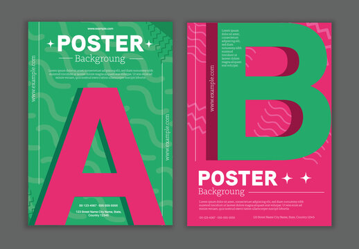 Green And Fuschia Modern Alphabet Letters Creative Poster