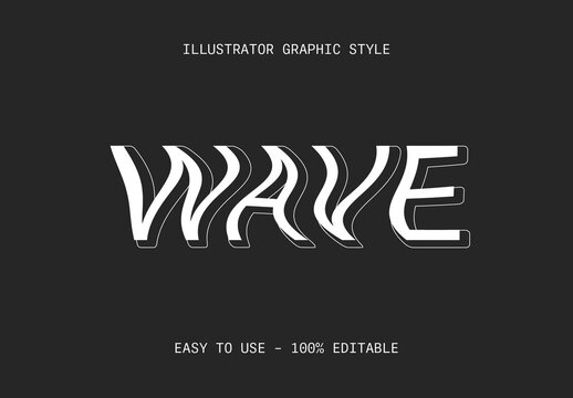 White And Black Wave 3D Font Distorted Layered Bold Text Effect
