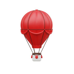 Obraz premium Red Hot Air Balloon with White Basket Isolated on White Background