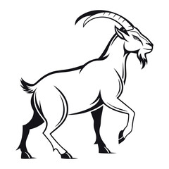 Goat Silhouette Vector Art – Farm Animal Outline Design. Black Goat Silhouette Illustration – Vector Clipart.