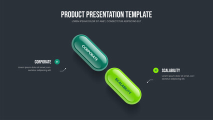 Digital Introduction Frame Template Vector Illustration. Sales Report Two Step Infographic Presentation Design. Investor Strategy 2 Option Diagram Slide Layout.