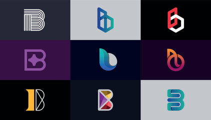 collection of modern creative stylish B letter logo design