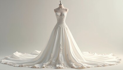 Elegant White Wedding Dress with Lace Detail