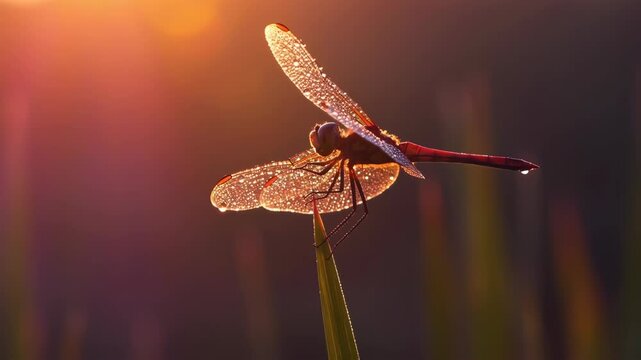 Dragonfly on the leaves and  natural wild life