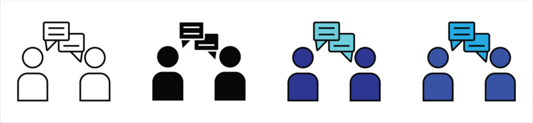 Conversation Icon Set – People Talking with Speech Bubbles for Communication and Chat