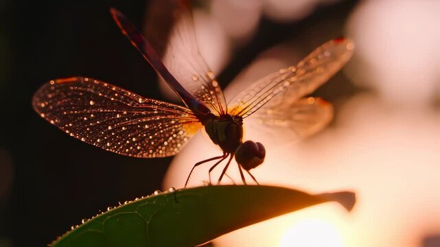 Dragonfly on the leaves and  natural wild life