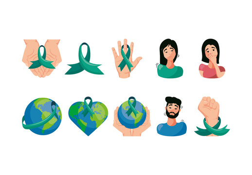 Colorful Tourette Awareness World Health Support Illustrations Set