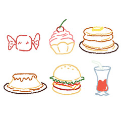 set of cakes and desserts