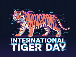 International Tiger Day with a majestic walking tiger illustration