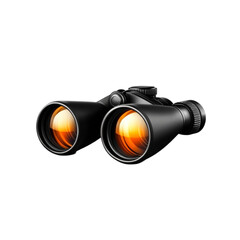 Black binoculars with orange lenses isolated on white background a powerful tool for observation and exploration