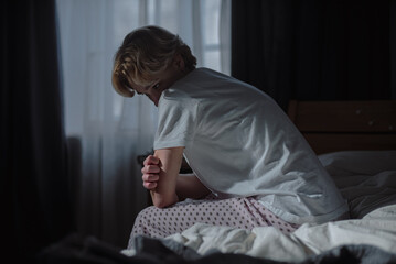 Stressed woman have negative emotions suffering from depression. Mental disorder