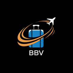 Creative Travel Logo Design with Suitcase and Airplane Icon – BBV Travel Brand Concept
