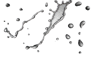 Water splash pencil drawing illustration isolated PNG with Transparent Background