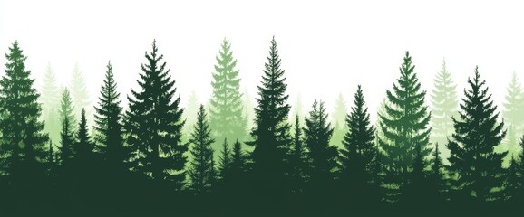 Obraz premium tall green pines surrounded by fir trees in a secluded forest set against white