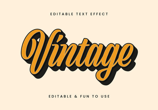 Yellow And Black Retro Script Font Bold Cursive Shadow Vintage Text Effect
