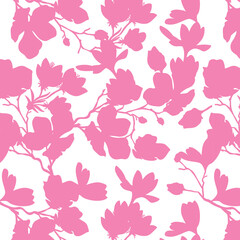 Seamless pattern of minimalist silhouette flower two-tone with plain background. Modern floral pattern, Vintage floral background, Pattern for design wallpaper, Gift wrap paper and fashion prints.