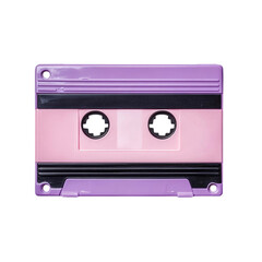 Fototapeta premium Pink and purple cassette tape music audio recording blank nostalgic retro vintage