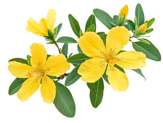 Fototapeta premium Vibrant yellow flowers branch isolated on transparent background