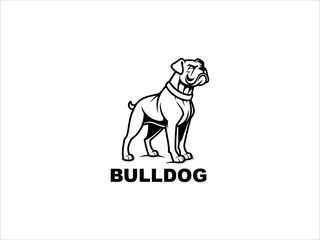 Black and White Bulldog V E C T O R Illustration Standing Dog Breed Canine Mascot Logo Design vector