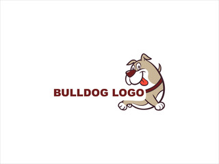 Fototapeta premium Tan Bulldog Cartoon Logo Design Brown Text White Background V E C T O R vector