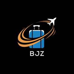 Creative Travel Logo Design with Suitcase and Airplane Icon – BJZ Travel Brand Concept
