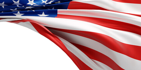 USA or American flag banner design on white background  with copy space 3D render