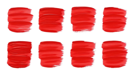 Red brush strokes set for design isolated PNG with Transparent Background