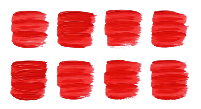 Red brush strokes set for design isolated PNG with Transparent Background