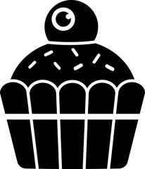 Halloween Cupcake Silhouette isolated. 
Spooky Cupcake Icon for Halloween Party.
Black Halloween Treat Vector Illustration.
Transparent background. SVG file.