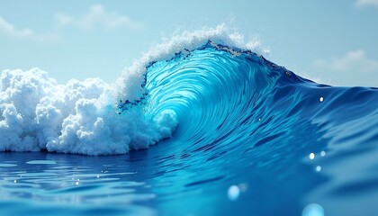 Ocean wave with foam rolling in the sea