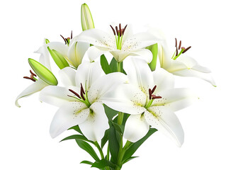 White lilies bouquet isolated on transparent background © ABDUL