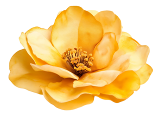 Golden yellow flower isolated on transparent background