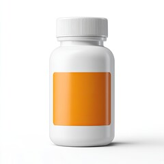 Obraz premium White Bottle with Orange Label for Supplement or Medicine Product