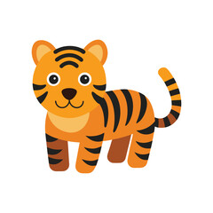 Fototapeta premium Flat and Minimal Swimming Tiger Icon vector illustration