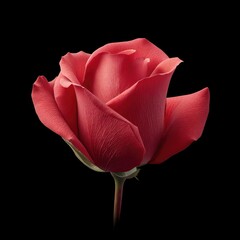 Elegant Single Red Rose on Black Background with Soft Petals