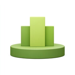 Naklejka premium Green 3D Bar Graph Illustration on Circular Base for Business Concepts