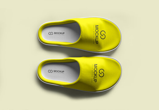 Top View Slipper Mockup for Home and Hotel Branding