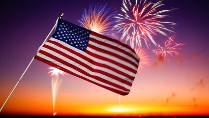 Patriotic Fireworks and American Flag A Celebration of Independence Day