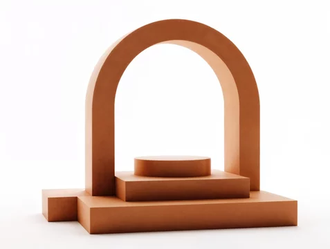 Layered Arch Platform in Earthy Tones with Shadows