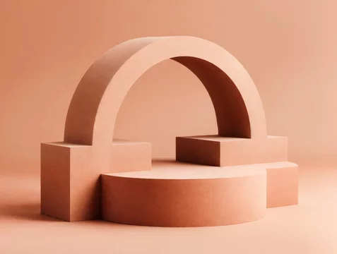 Multi-Level Terracotta Display with Soft Lighting